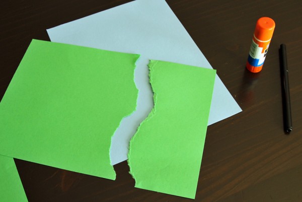 Paper tearing green hills