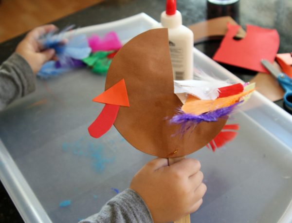 Simple and colorful turkey puppet