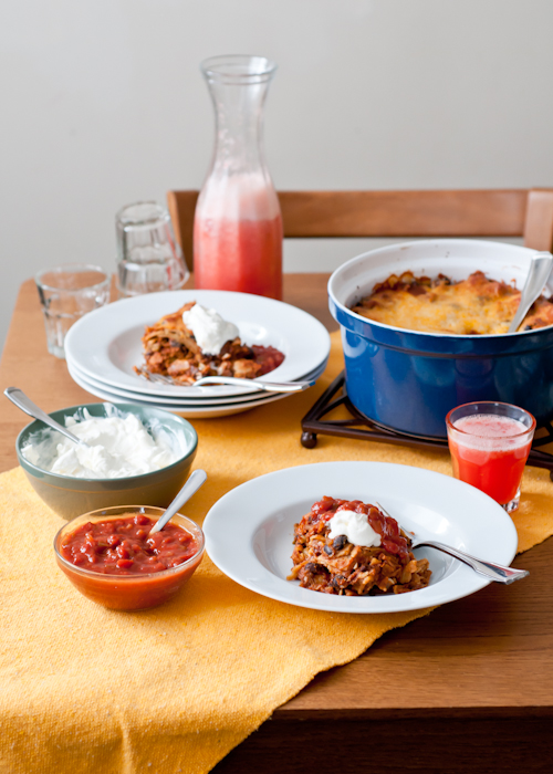 Chicken Black Bean Enchilada Pie