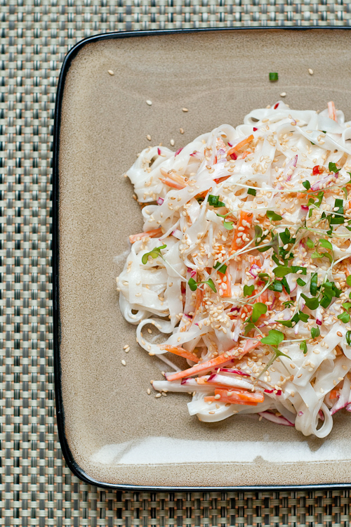 Cold Rice Noodle Salad with Creamy Tahini Dressing