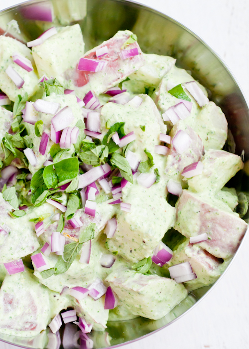 Healthy Potato Salad with Creamy Pesto Dressing