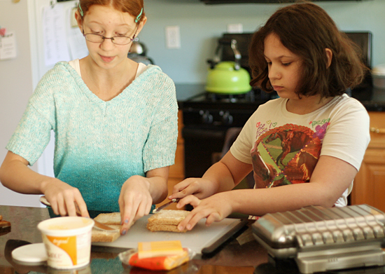 Making grilled cheese waffles