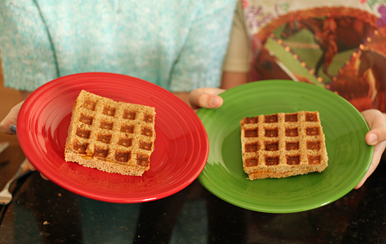 Waffle iron grilled cheese sandwich for kids