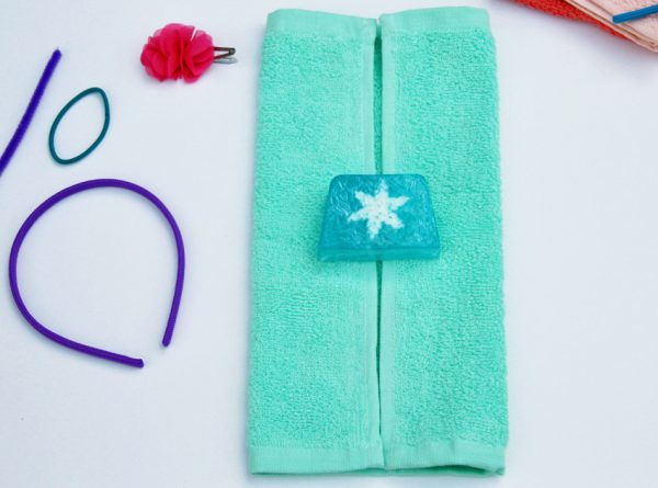 Washcloth purse with soap inside