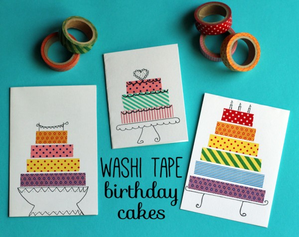 Birthday cards with washi tape cakes