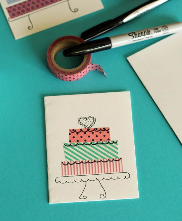 Washi tape birthday cake craft for kids