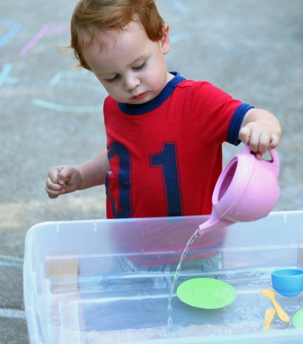 Play dishes in the water table