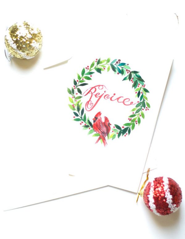 DIY Watercolor Christmas Wreath Card
