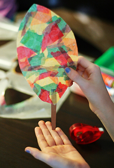 Wax paper leaf craft project