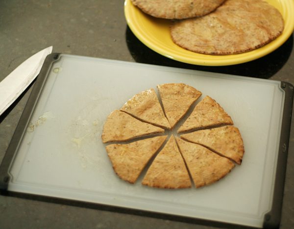 Cutting pita bread for chips