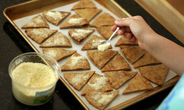 Parmesan garlic pita chips (whole wheat too!)