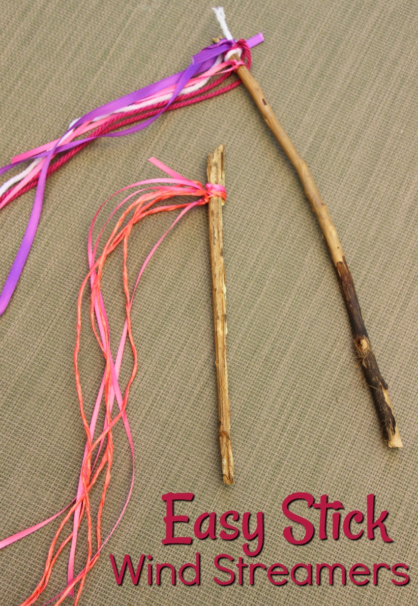 Easy stick wind streamers kids can make this summer! A fun nature craft for the backyard or camping trip!