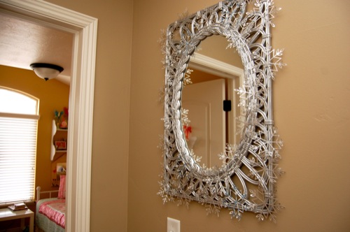 Upcycled Snowflake Mirror