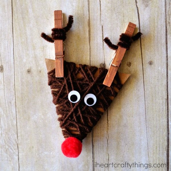 Yarn Wrapped Reindeer Craft for Kids