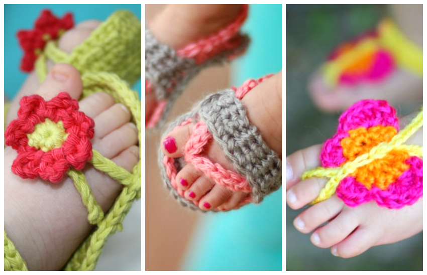 crocheted baby flip flops