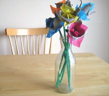 Egg Carton Recycled Tulips 