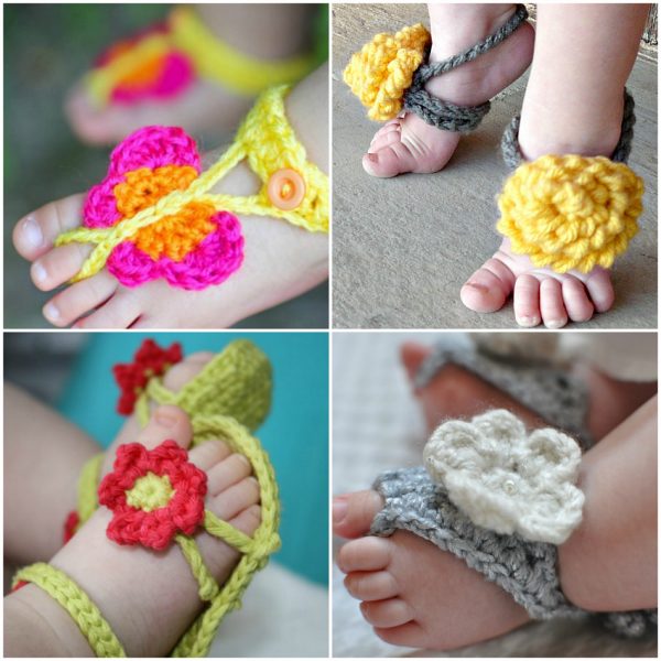 crocheted baby flip flops