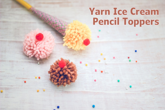 Cute yarn pom pom ice cream pencil topper