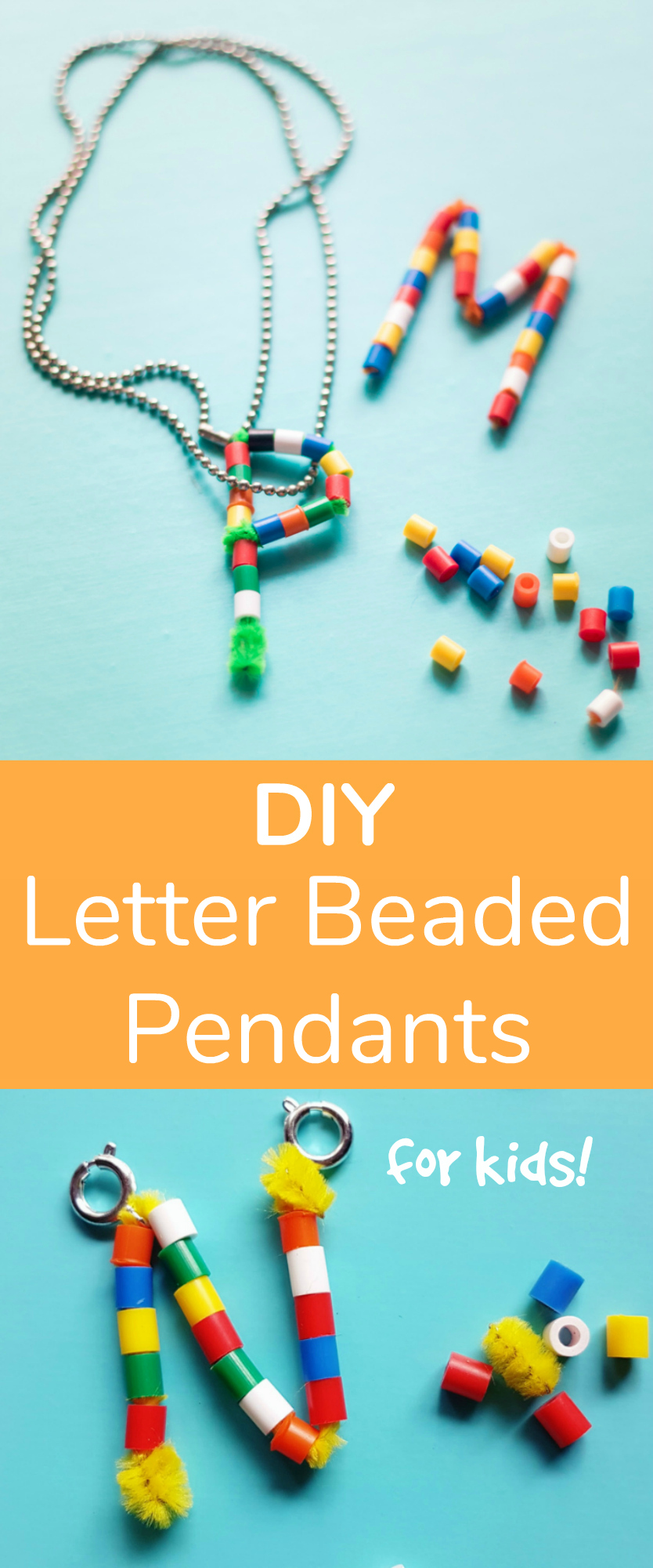 DIY Letter Beaded Pendants for Kids