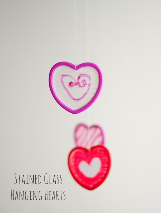 Hanging Dried Glue Hearts @makeandtakes.com