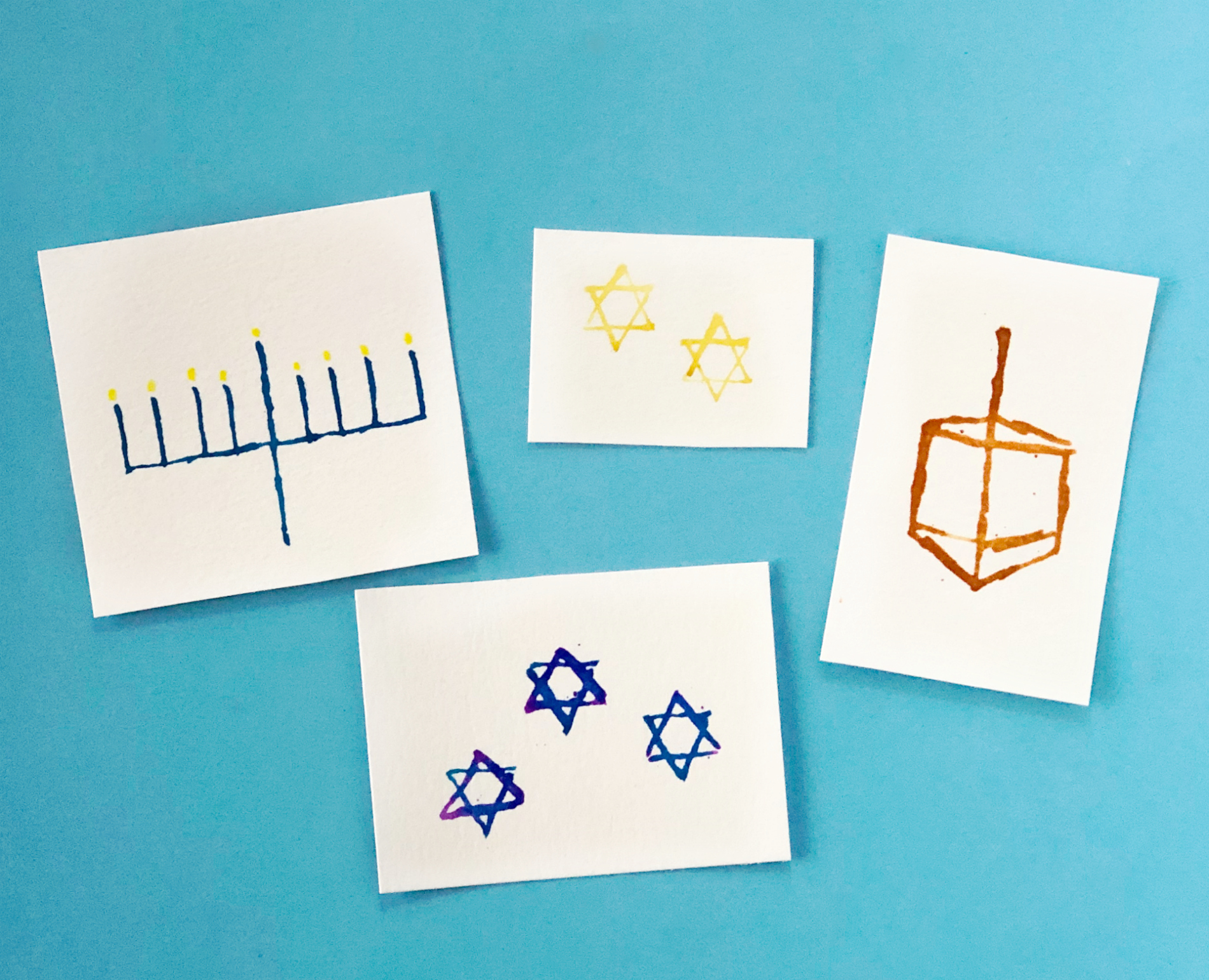 Hanukkah Watercolor Cards Craft