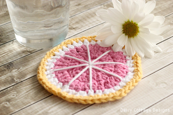 Grapefruit Crochet Coaster