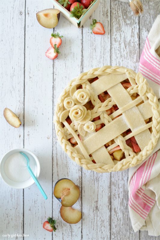 Strawberry Plum Lattice Pie