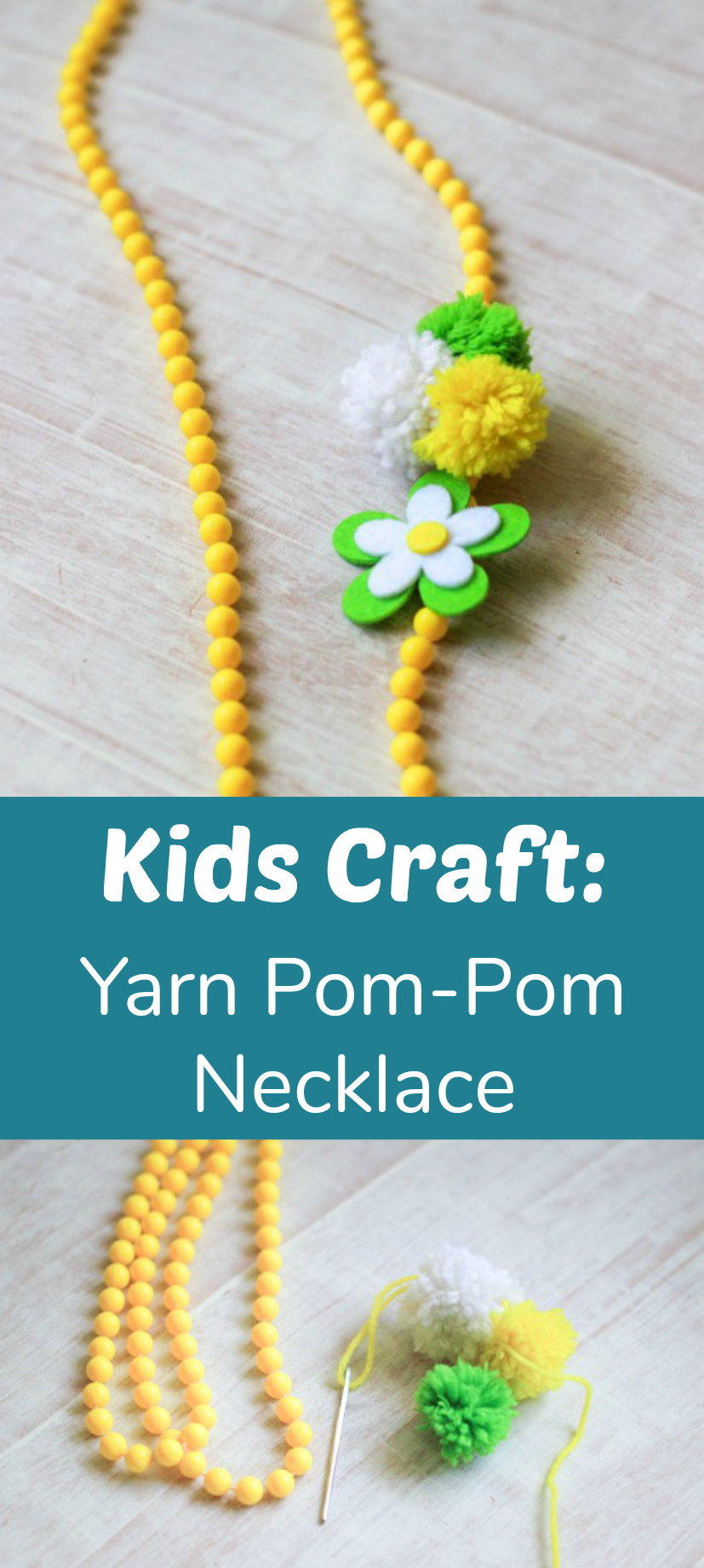 Kids Craft yarn pom-pom necklace