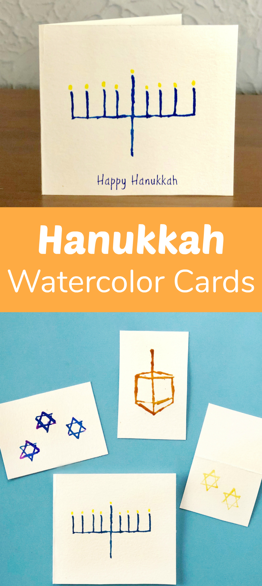 Make Hanukkah Watercolor Menorah Cards