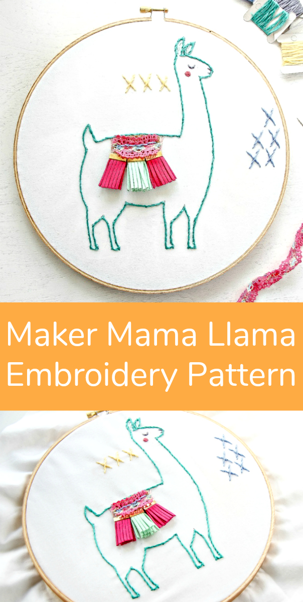 Maker Mama Llama Embroidery Pattern DIY Project