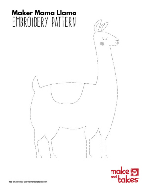 Maker Mama Llama Embroidery Pattern Small