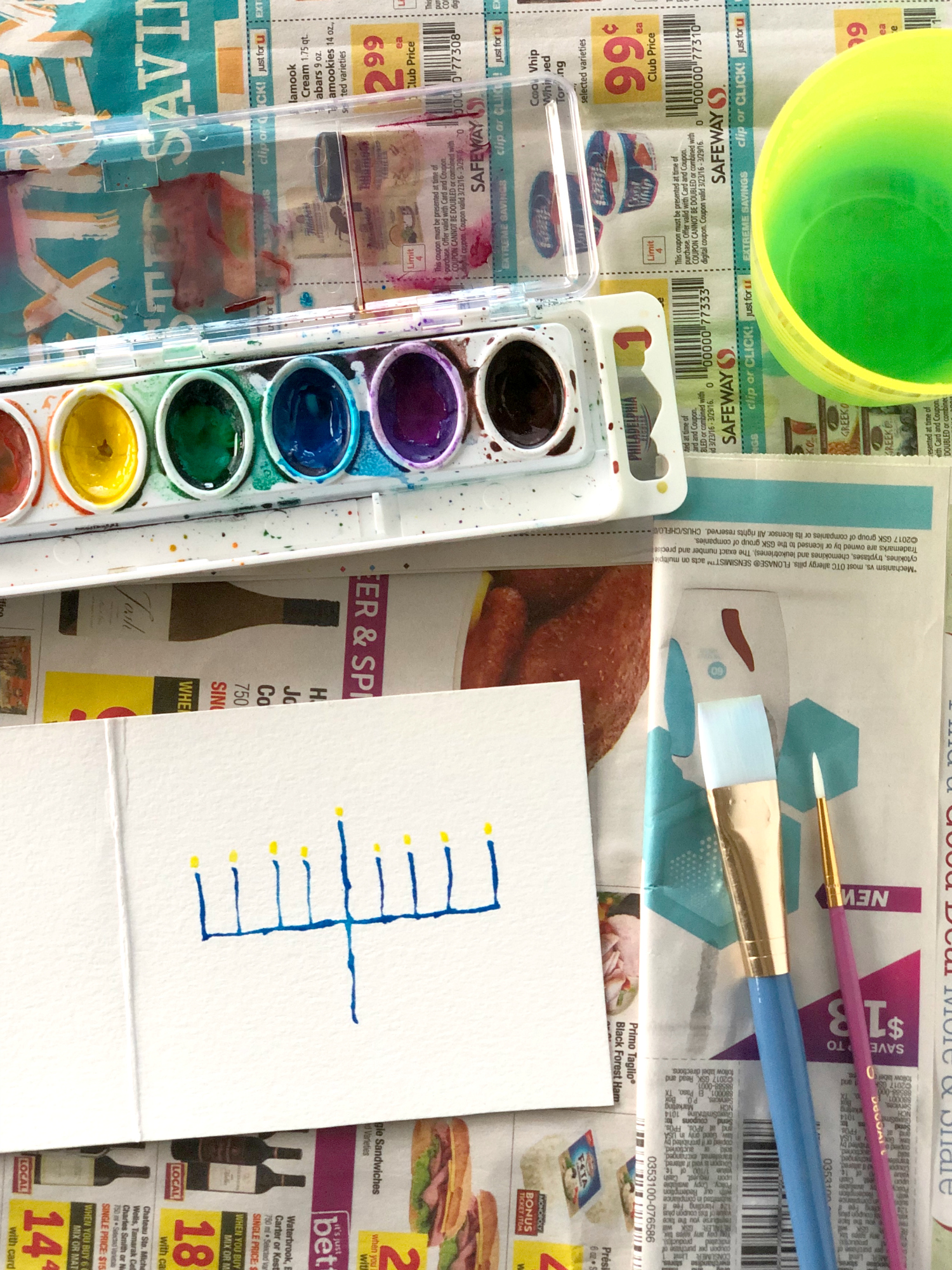 Making Happy Hanukkah Watercolor Cards