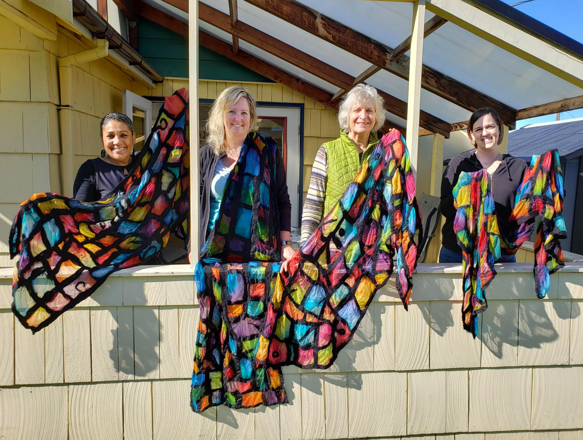 Making Mosaic Nuno Felting Scarves