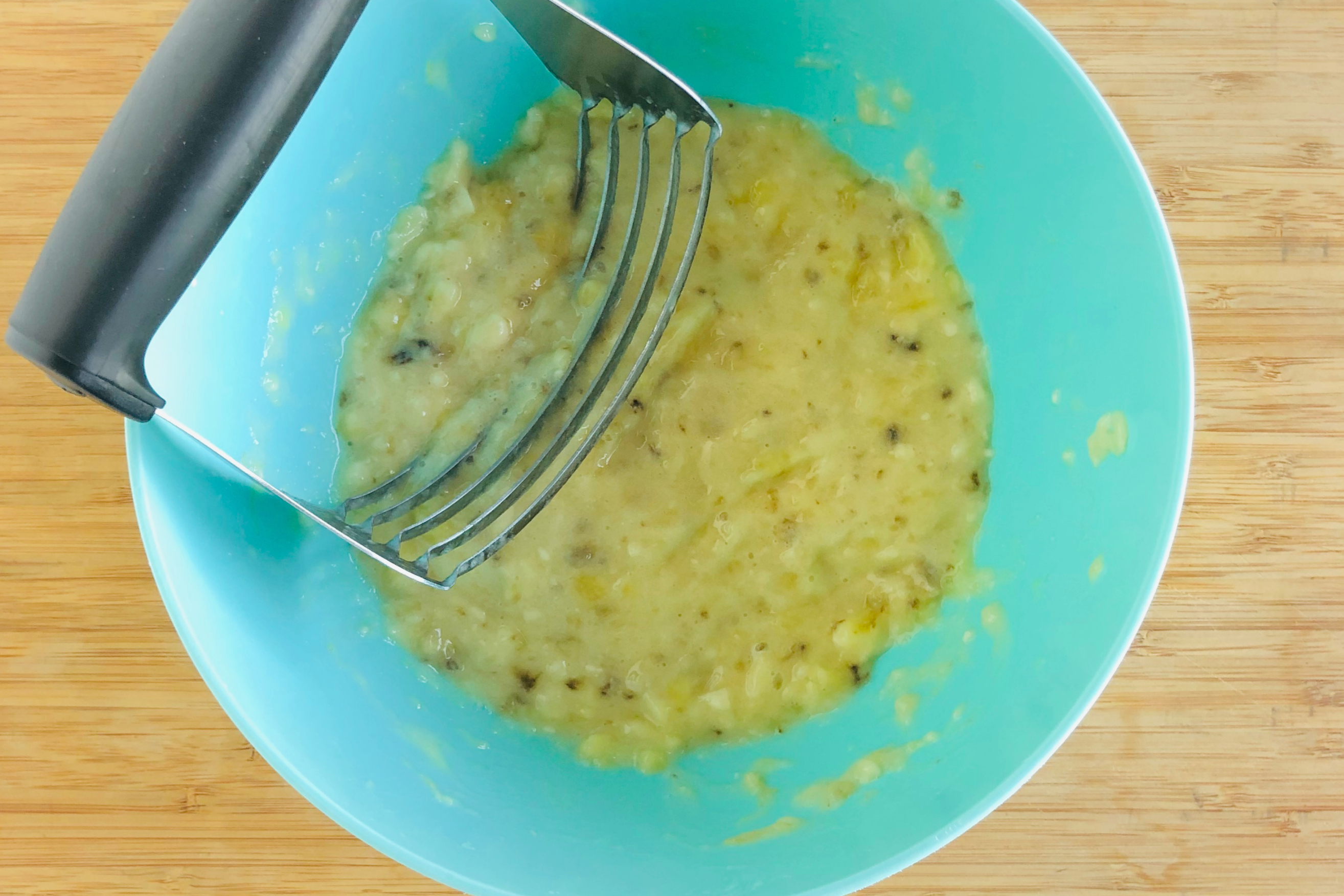 Mashing Bananas with Pastry Blender Kitchen Tool