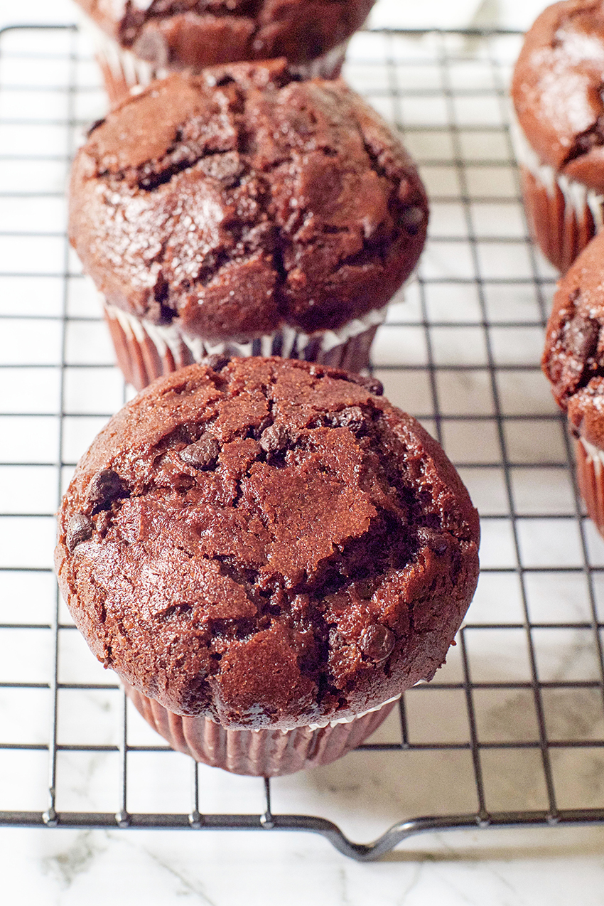 Nutella Stuffed Double Chocolate Muffins