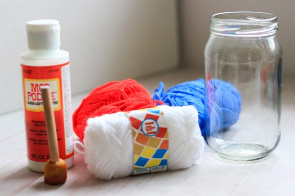 Patriotic Yarn Wrapped Jars Craft Supplies