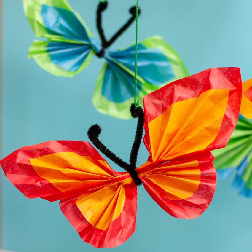 Tissue Paper Butterfly Mobile Craft - Make and Takes