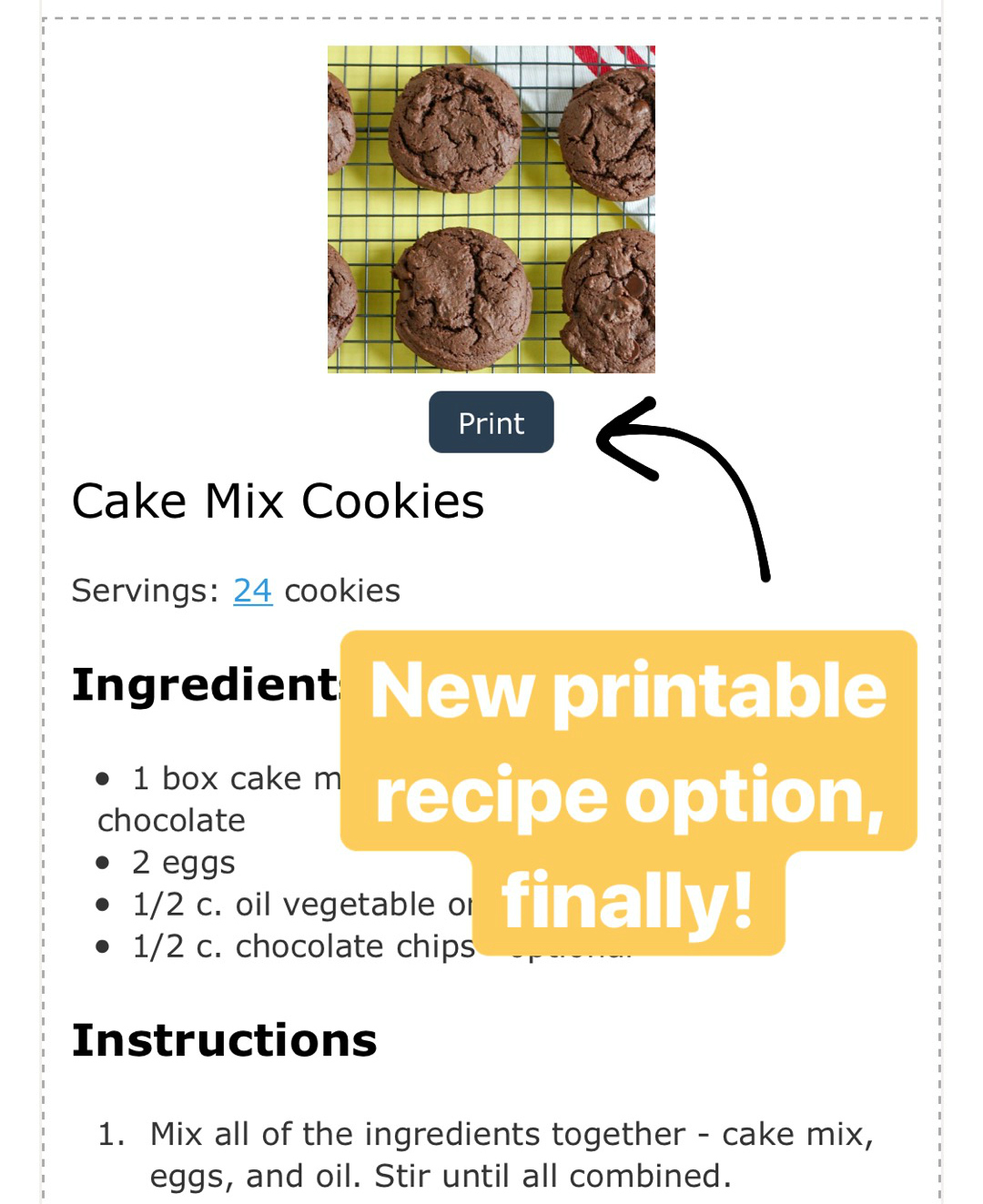 Printable Recipe Option on @makeandtakes