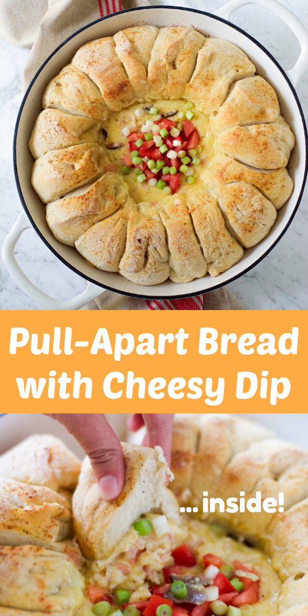 Pull-Apart Bread with Cheesy Dip Inside