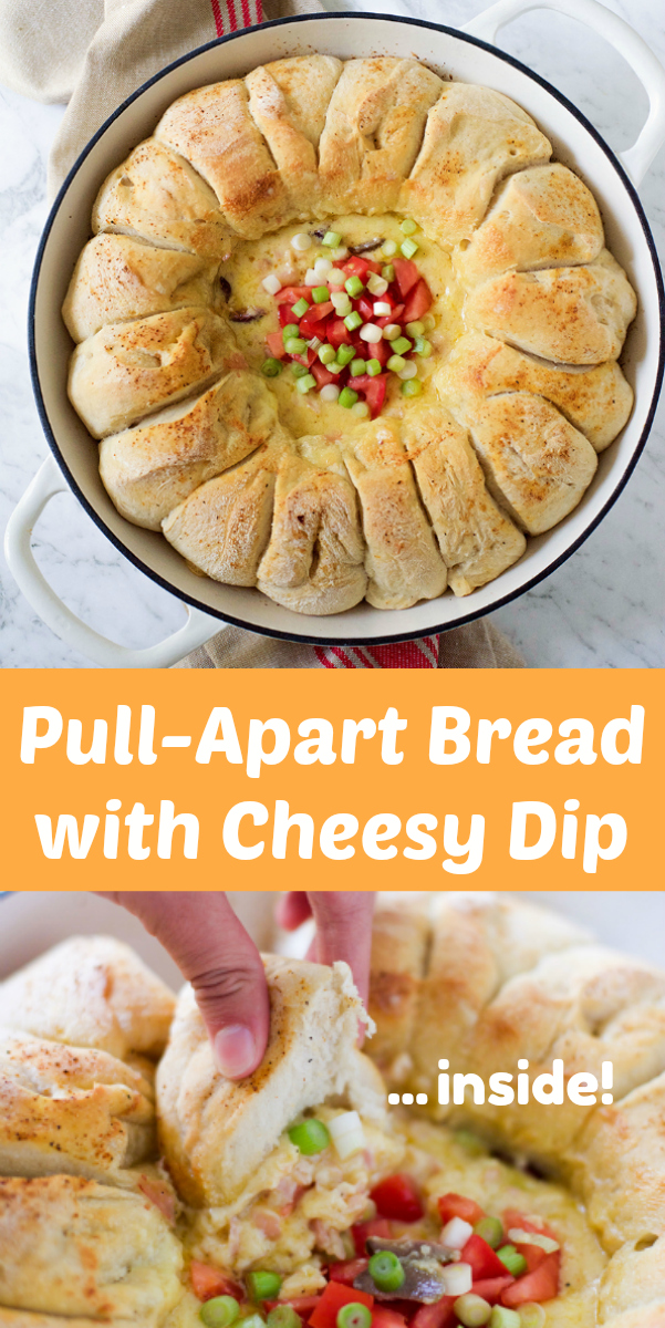 Pull-Apart Bread with Cheesy Dip Inside