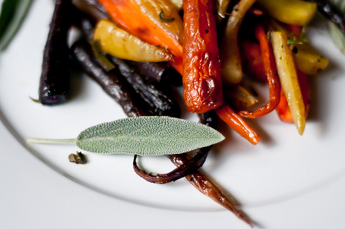 Roasted Baby Carrots with Sage, Rosemary and Thyme