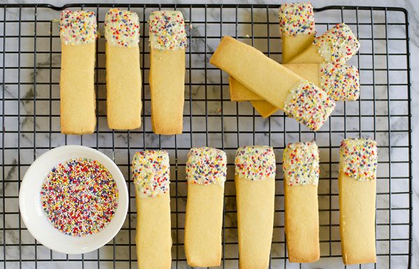 Shortbread Cookies Dipped in Sprinkles