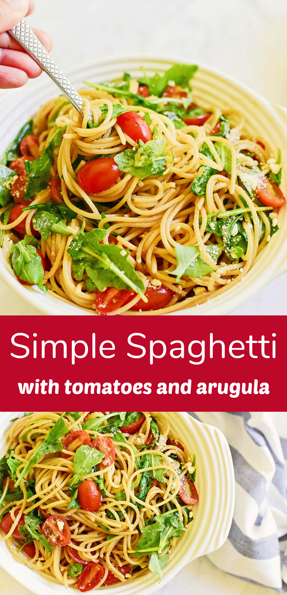 Simple Spaghetti Recipe with Tomatoes and Arugula