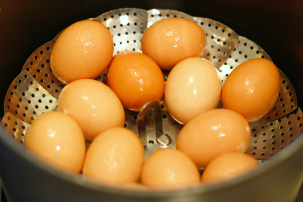 Steaming Hard Boiled Eggs for Egg Salad