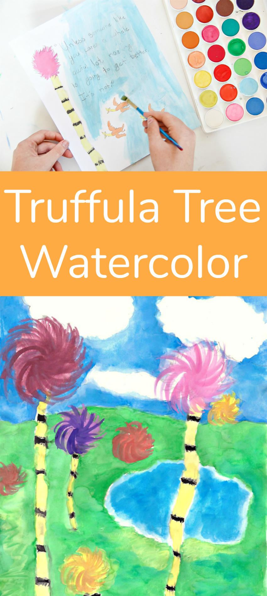 Truffula Tree Watercolor Art Project for kids