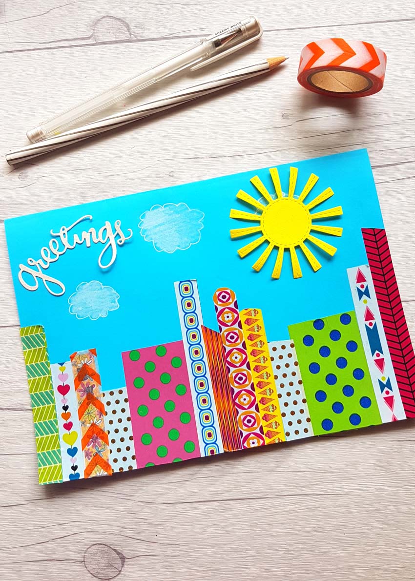 How To Make A Washi Tape City Skyline Card Make And Takes