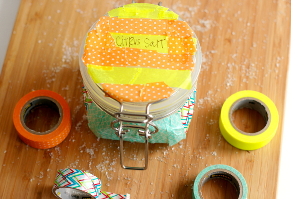 Washi Tape Decorated Jars with Salt Scrub