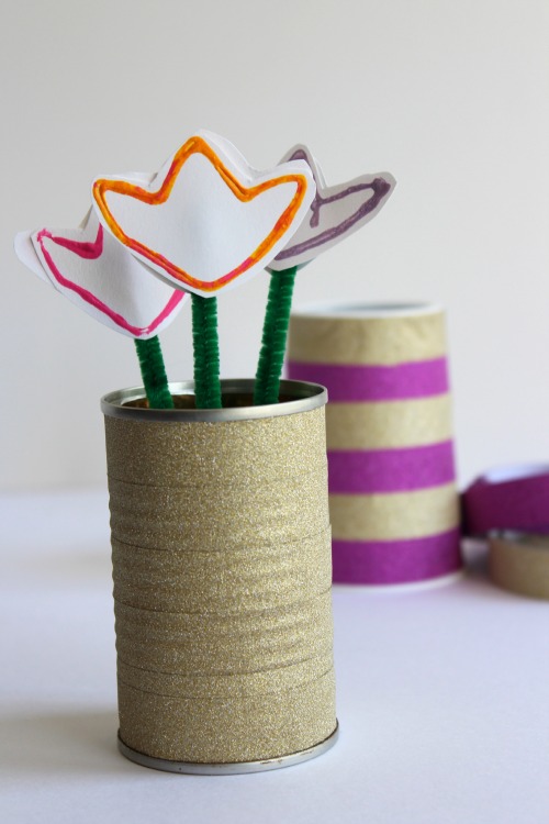 Washi Tape Flower Vase for Earth Day