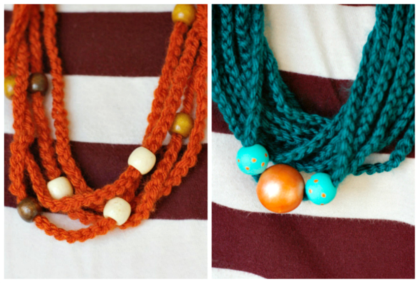 Wearing a Crochet Chain Stitch Beaded Necklace