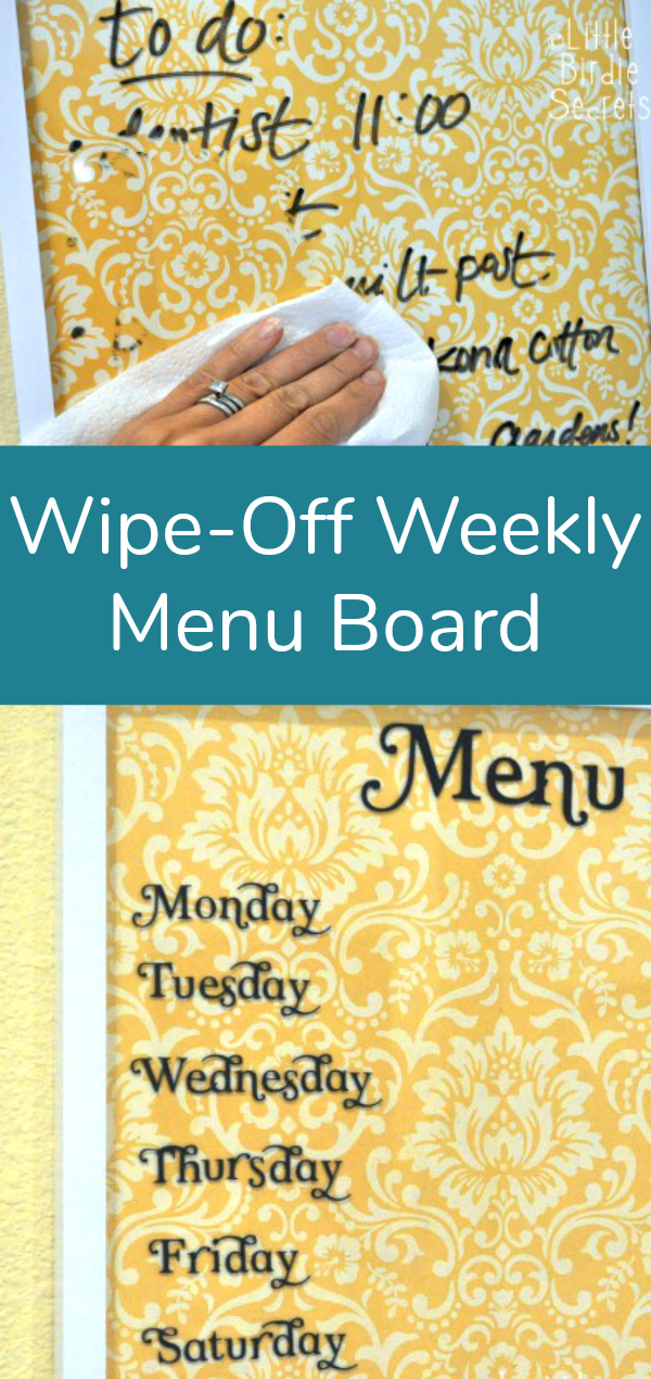 Wipe Off Weekly Menu Board DIY Tutorial